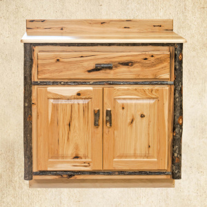 Hickory with Barn Trim Vanity with two doors