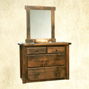 Hand Hewn 4 Drawer Dresser with Mirror
