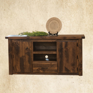 Hand Hewn TV Stand with 2 doors, 1 drawer and 2 shelves