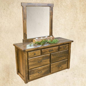 Hand Hewn 7 Drawer Dresser with Mirror