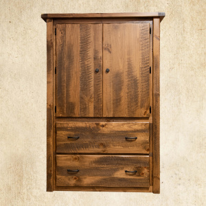 Hand Hewn Armoire with 2 doors and 2 drawers