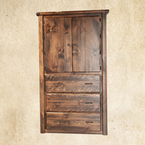Hand Hewn Armoire with 2 doors and 3 drawers