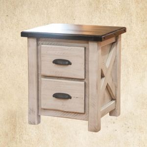 Hand Hewn Barnwood with x Nightstand with two drawers