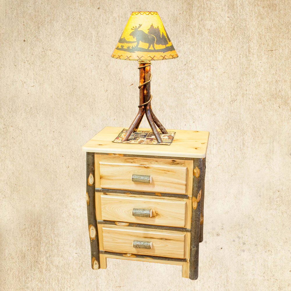 Hickory 3 Drawer Nightstand