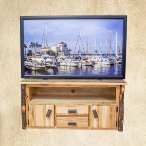 Hickory TV Stand with 2 doors and 2 drawers