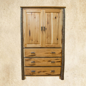 Hickory Armoire with 2 doors and 3 drawers