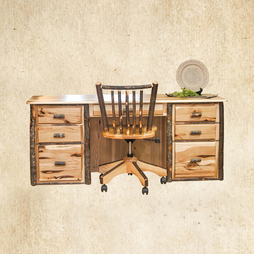 Hickory Desk 72 with Stick Back Chair