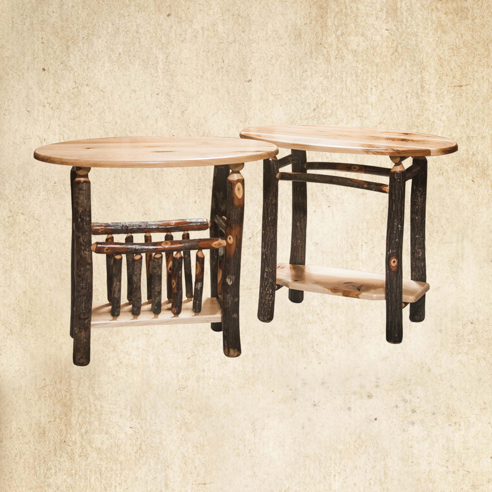 Hickory End Table with Oval Top