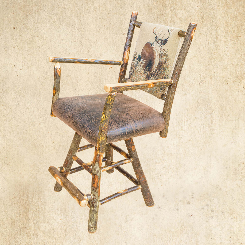 Hickory Hoop Square Back Bar Stool