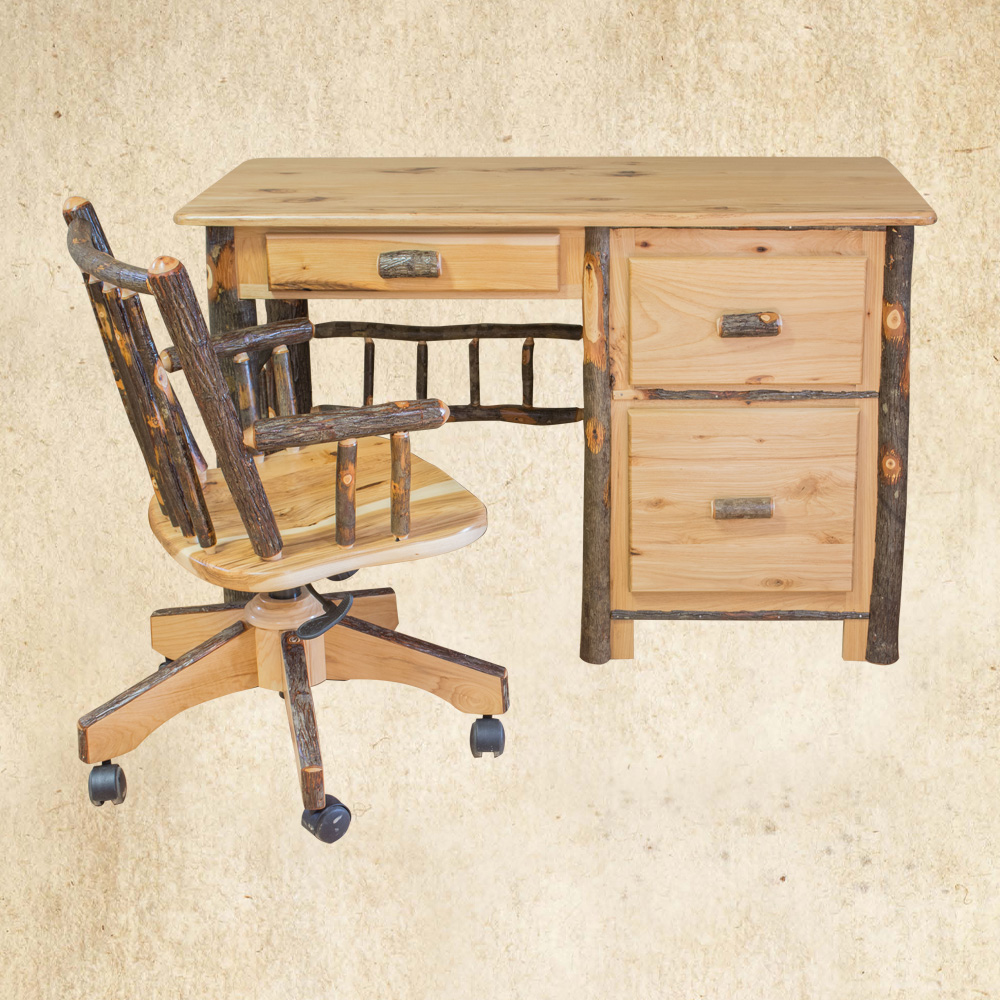 Hickory Knee Hole Desk with 2 drawers