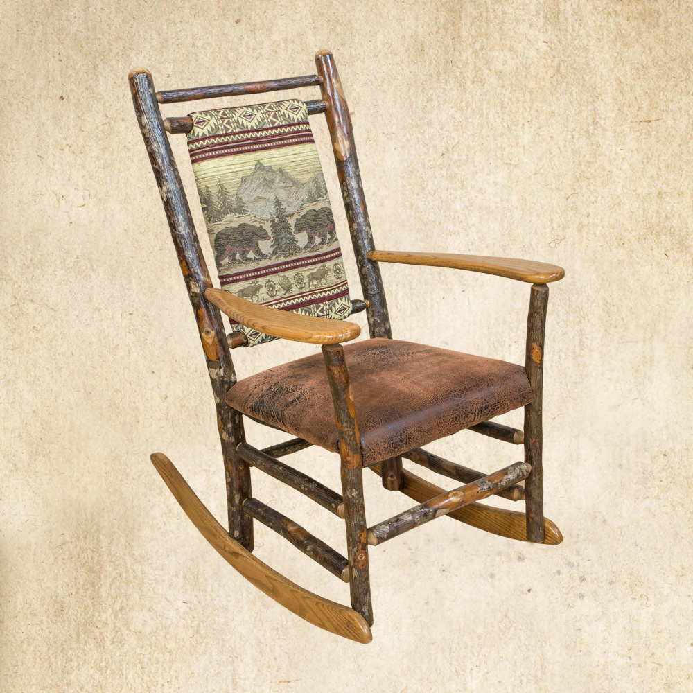 Hickory Medium Back Upholstered Rocker