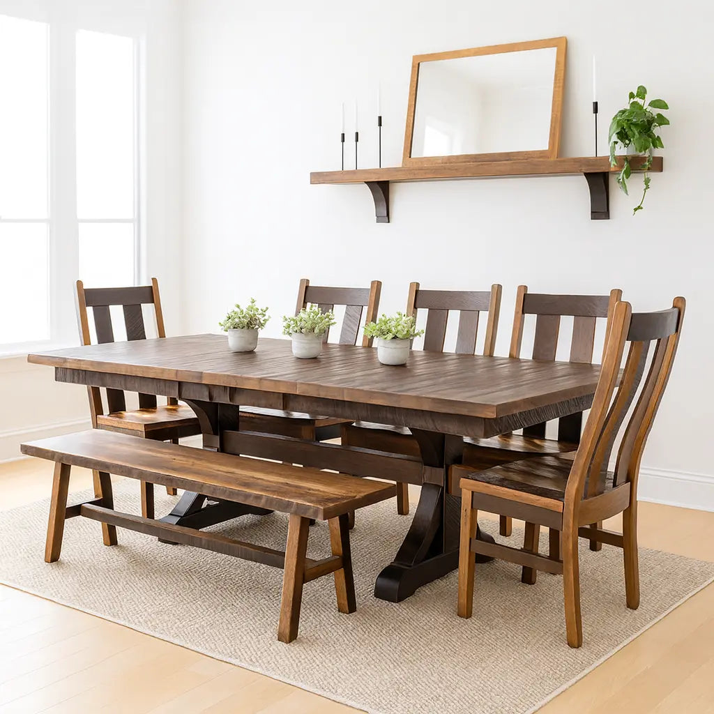 rustic reclaimed wood rectangular dining table
