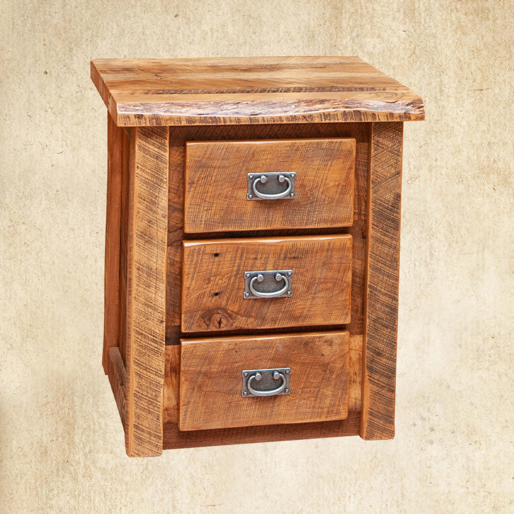 Reclaimed Wood 3 Drawer Nightstand