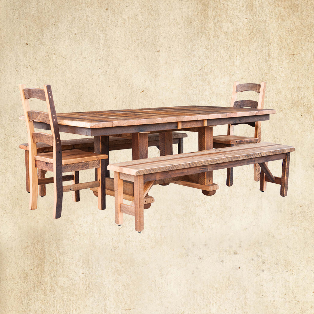 Reclaimed Wood Leg Table with Leaves