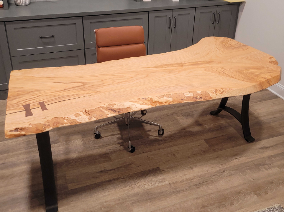 Live Edge Desk with Bowtie Inlays