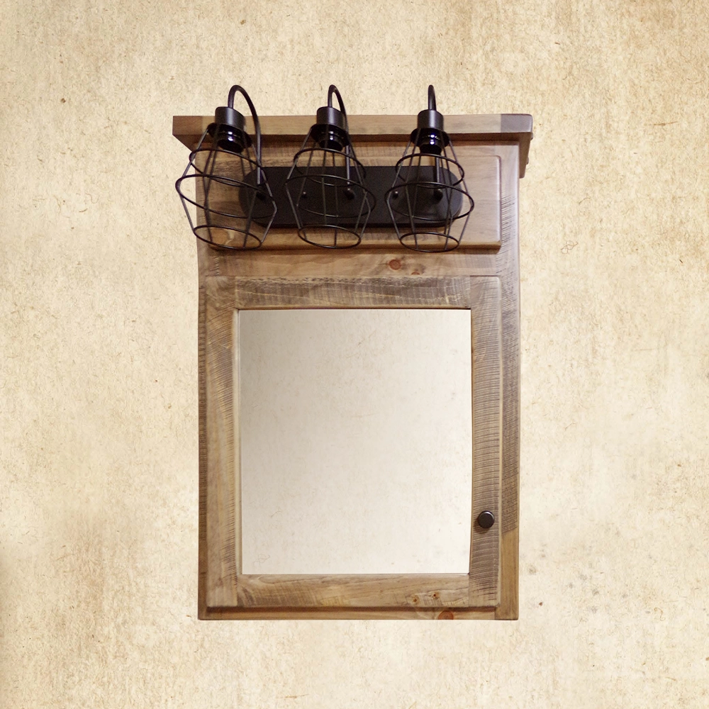 Handhewn Medicine Cabinet with lights