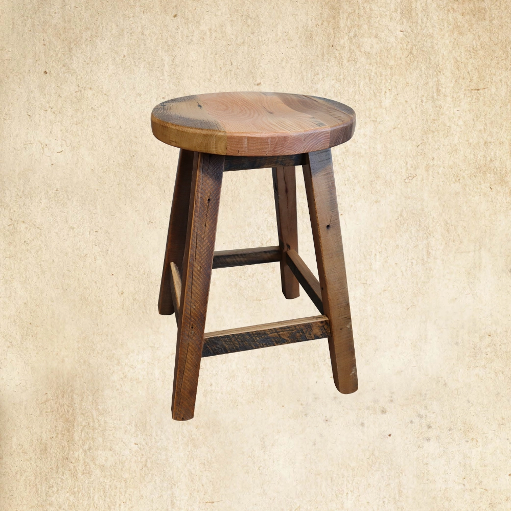 Reclaimed Wood Round Bar Stool