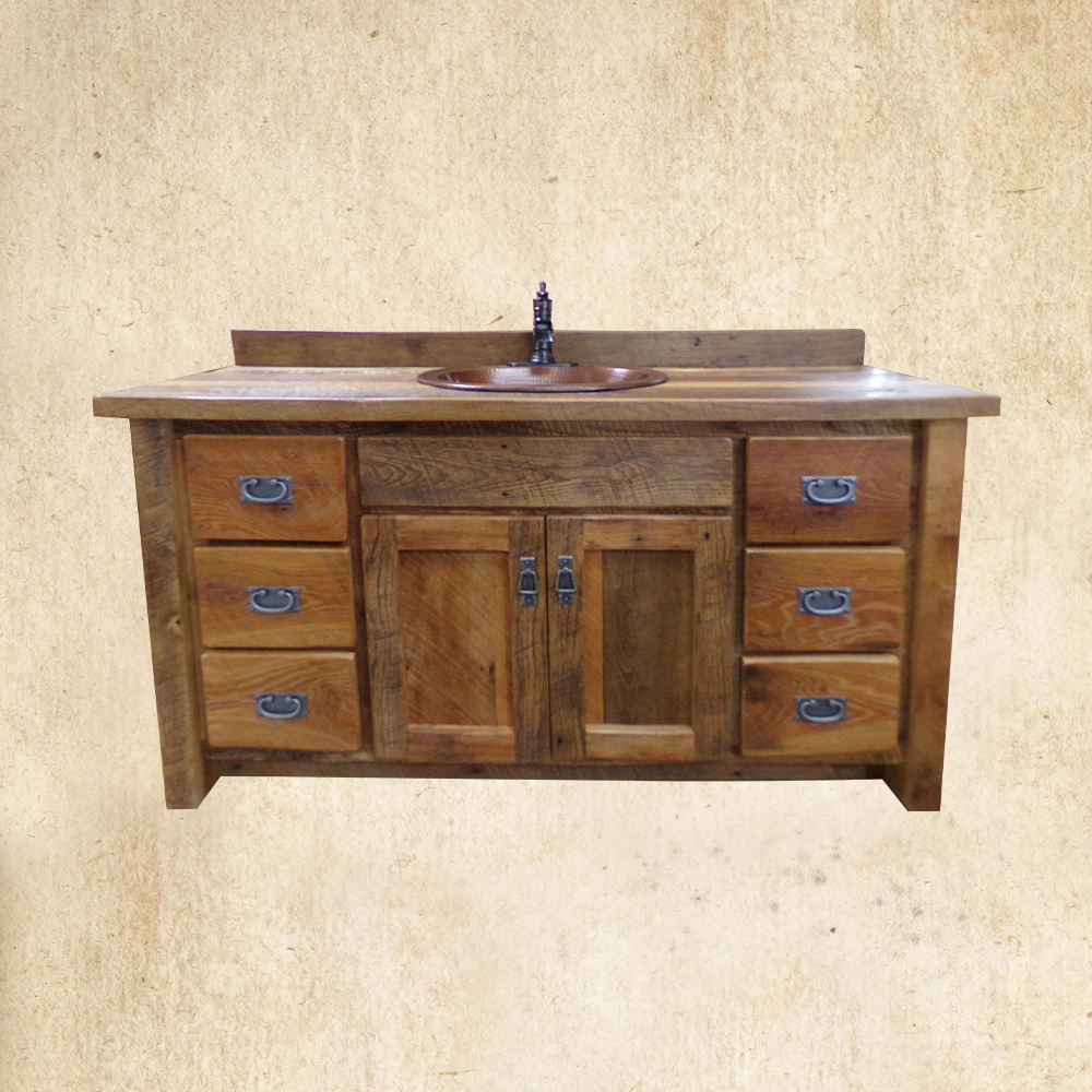 Reclaimed Wood Vanity with 6 drawers and 2 doors
